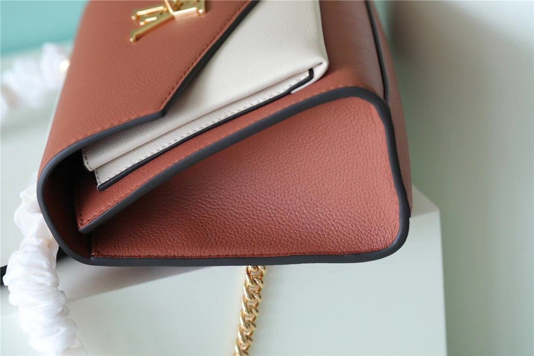 Top Quality Mylockme Chain Bag Brown/ Quartz White For Women, Shoulder and Crossbody Bags 8.9in/22.5cm Top Quality