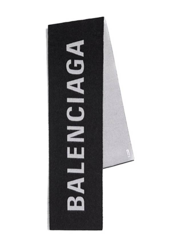 Luxury Balenciaga Trending 2025 Wool Jacquard Logo Muffler Black