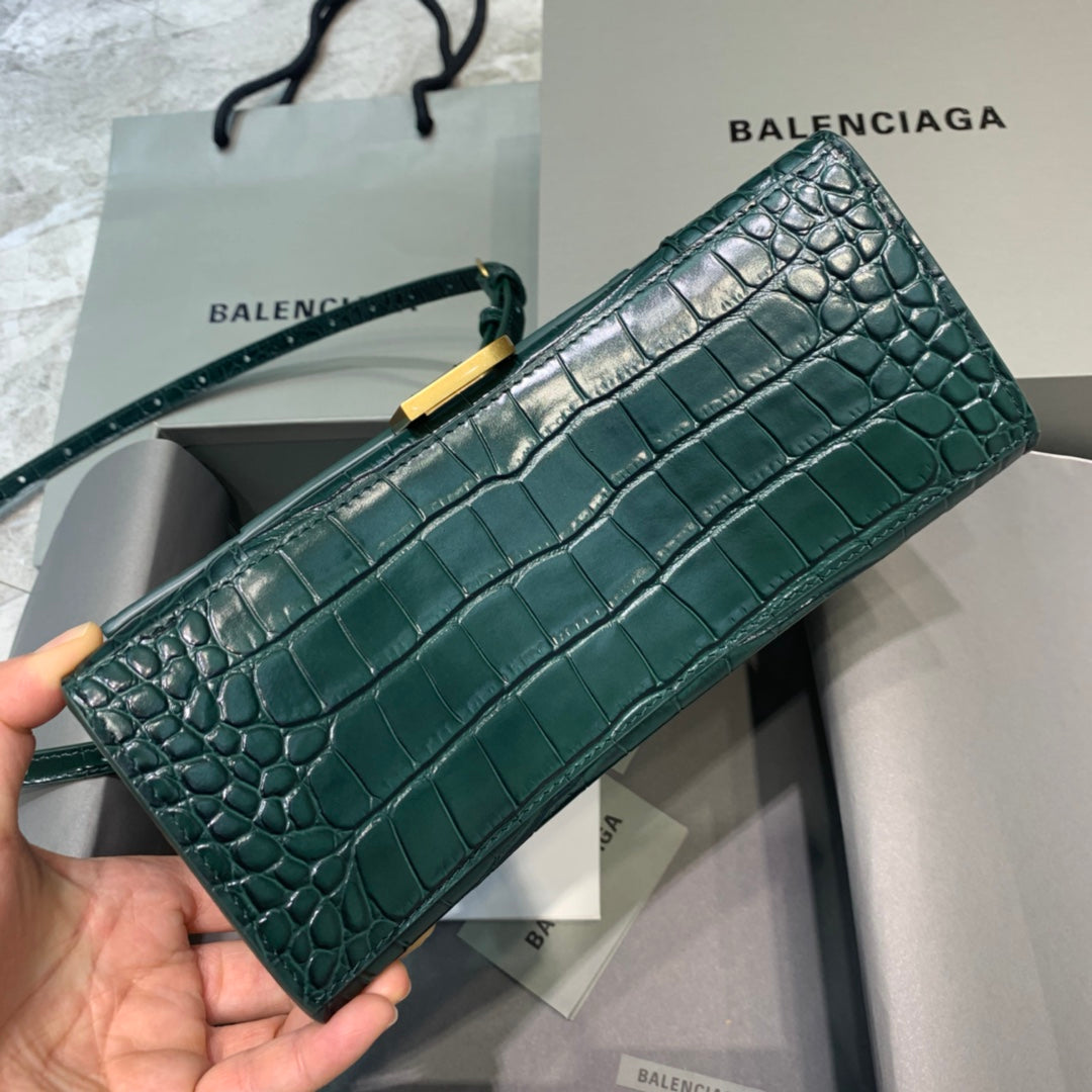 Top Quality Hourglass Small Handbag In Dark Green, For Women, Bags 9in/23cm