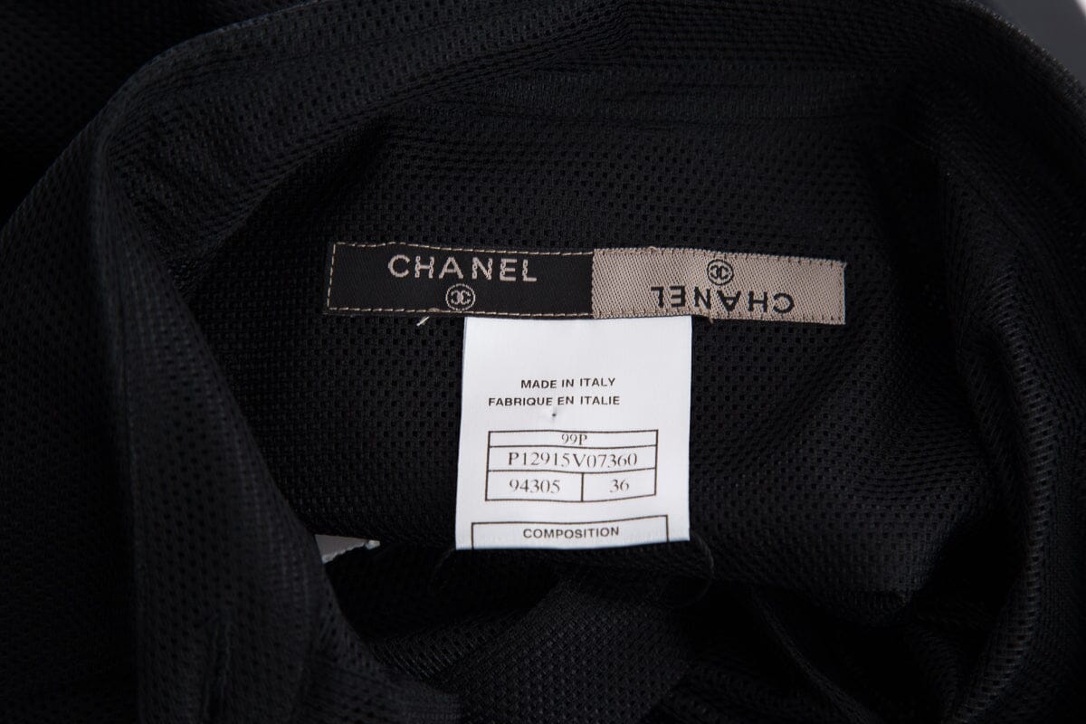Chanel Black Button Up Net/Mesh Long Sleeve Blo SZ 36