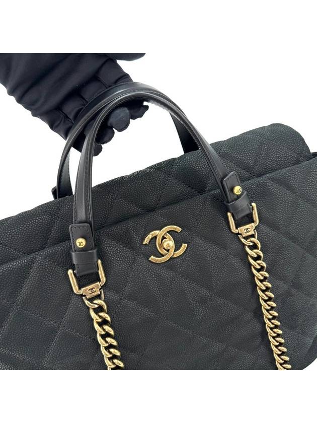 Caviar season shoulder bag tote black Chanel