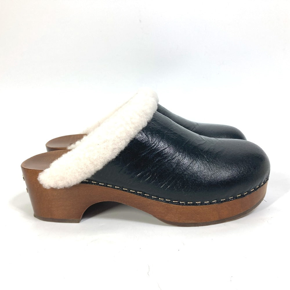 CHANEL Sandals âf32594 leather black 23N Mouton clogs CC COCO Mark Women 38