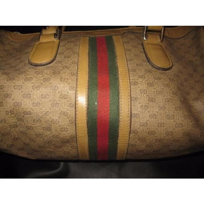 Gucci Coated Canvas With Small G Logo Leather In Browns With Wide Red Green Stripe