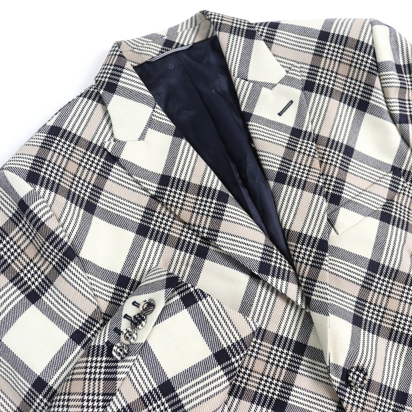 Dior 22AW wool Cupra Check Pattern Tailored Jacket