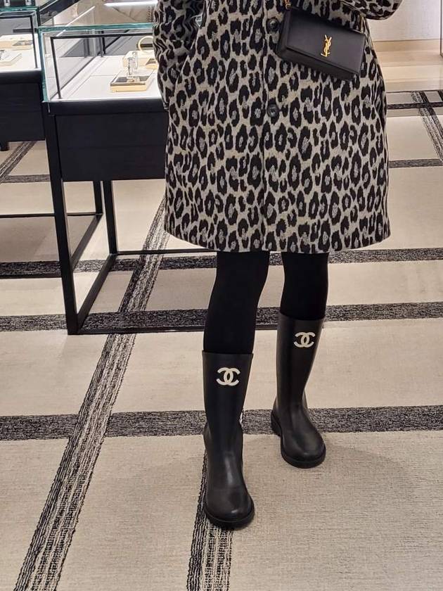CC Logo Caoutchouc Rain Boots Black Chanel