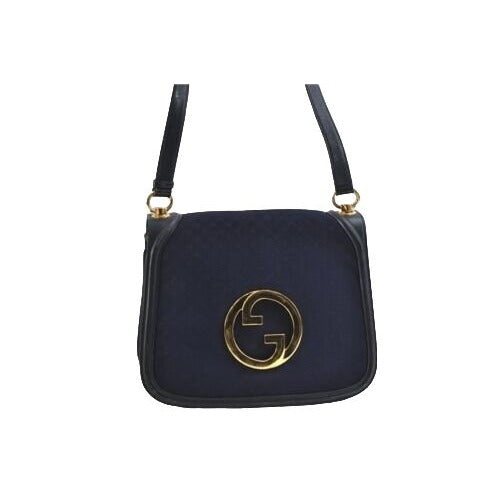 , RARE, Gucci 'Blondie' shoulder bag made from blue micro Guccissima print canvas & navy leather with an XL, cut out , gold 'GG'