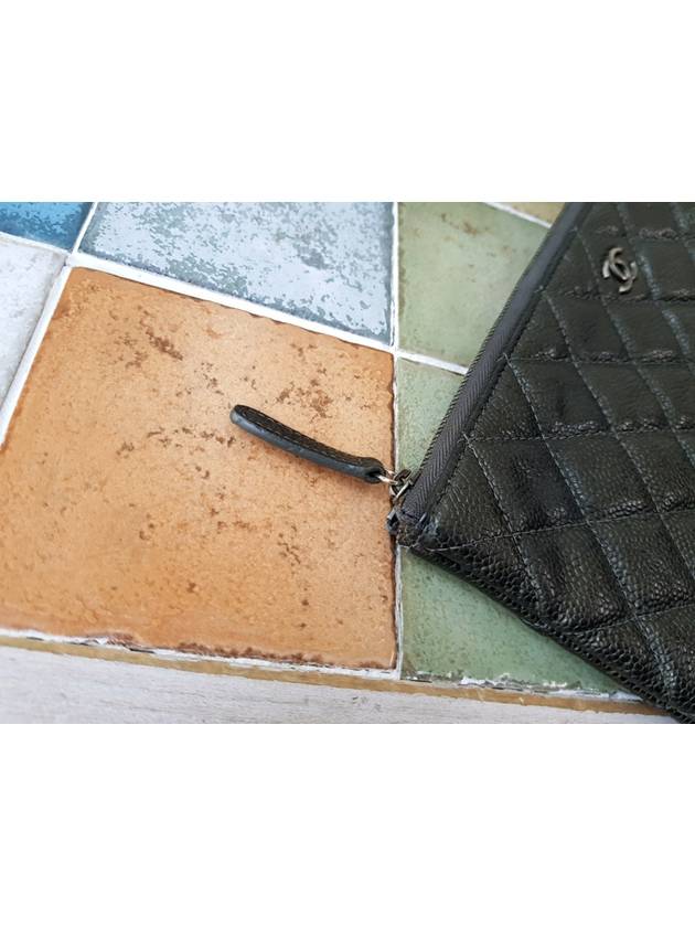Caviar New Medium Clutch Charcoal Chanel
