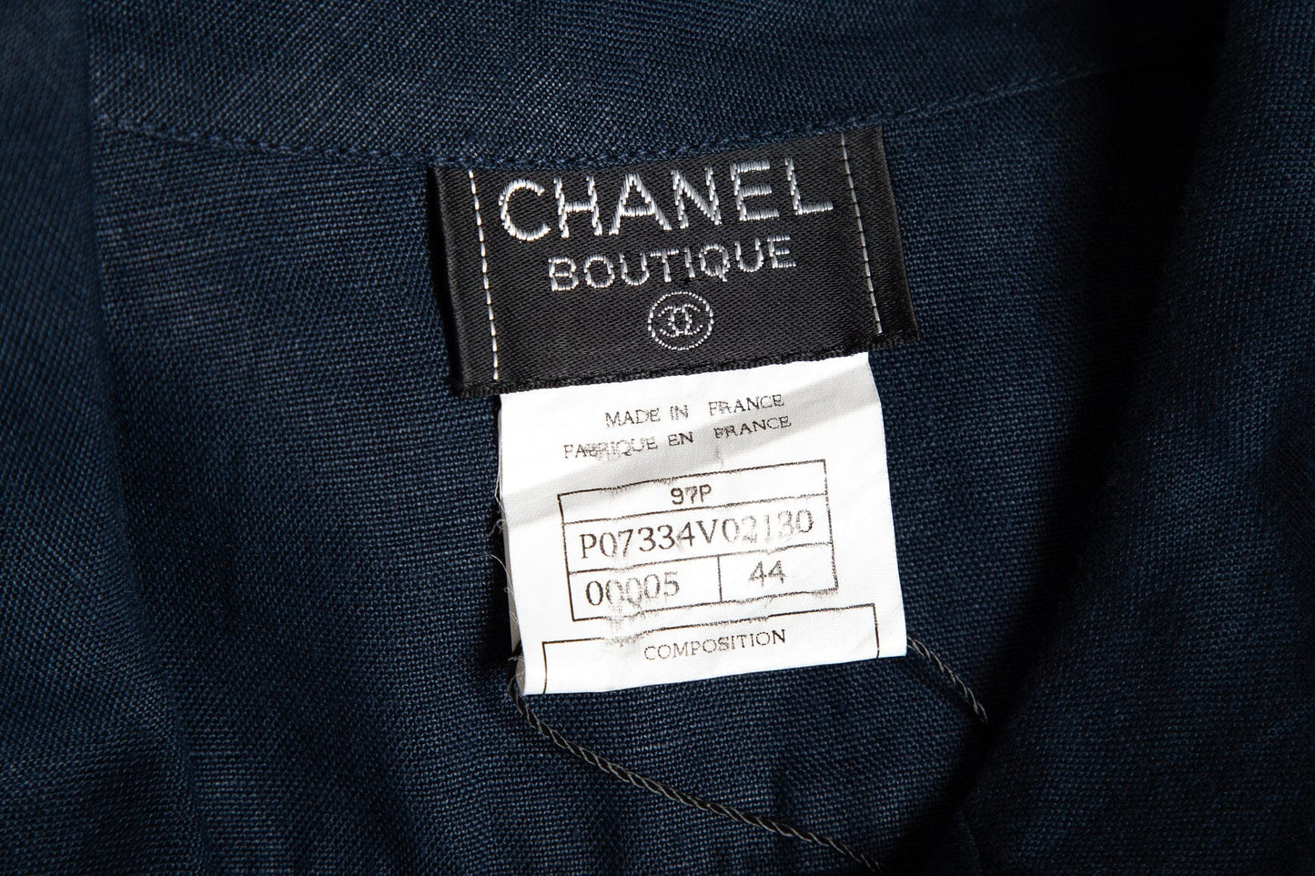 Chanel 1997 Navy Linen Blo SZ 44