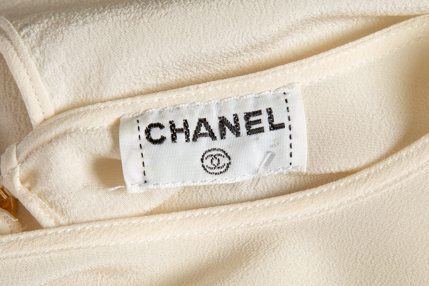 Chanel Cream Silk Long Sleeve Blo SZ N/A