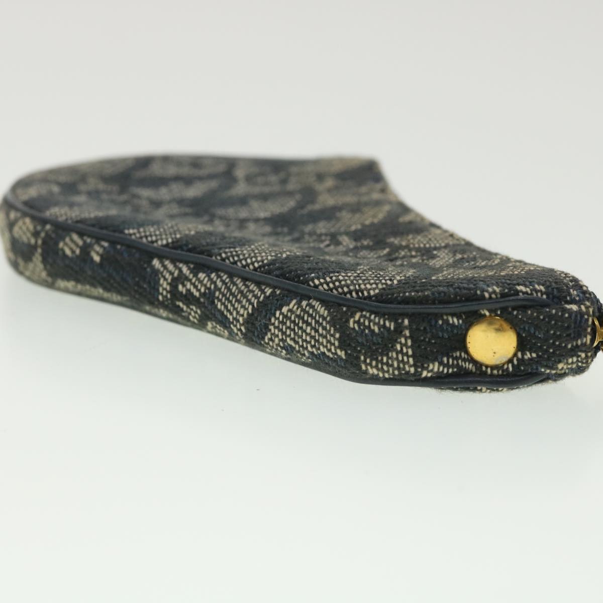 CHRISTIAN DIOR Trotter Canvas Saddle Coin Purse Coin Purse Blue 36214