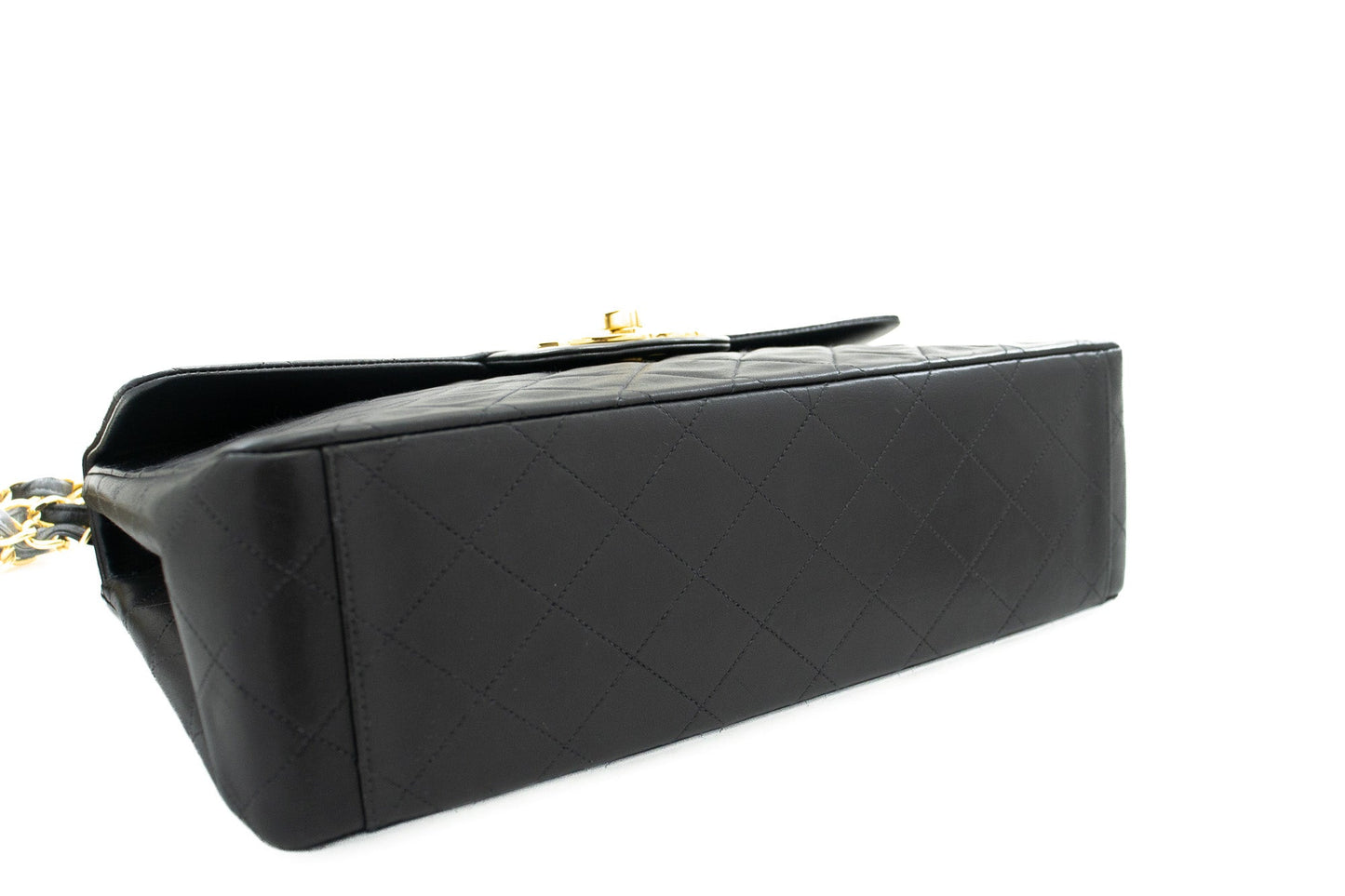CHANEL Classic Large 13" Flap Chain Shoulder Bag Black Lambskin