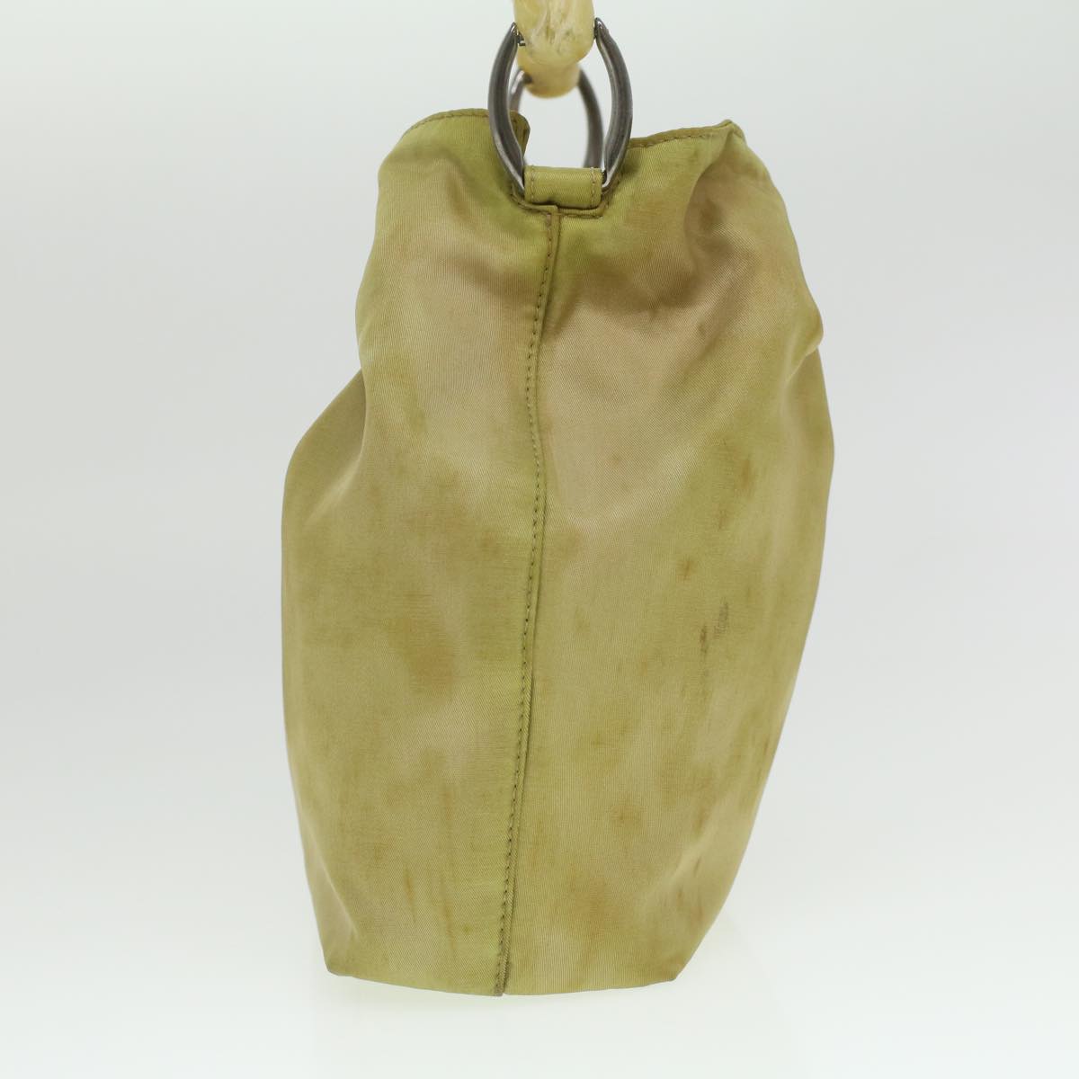 CHRISTIAN DIOR Maris Pearl Hand Bag Nylon Khaki 37035