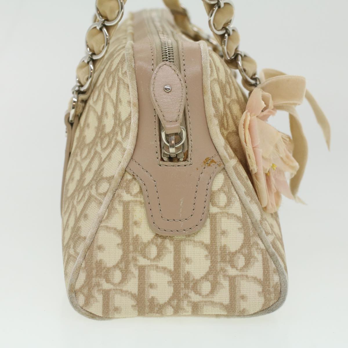 CHRISTIAN DIOR trotter romantic Flower Shoulder Bag Beige 03-BO-1025 37747