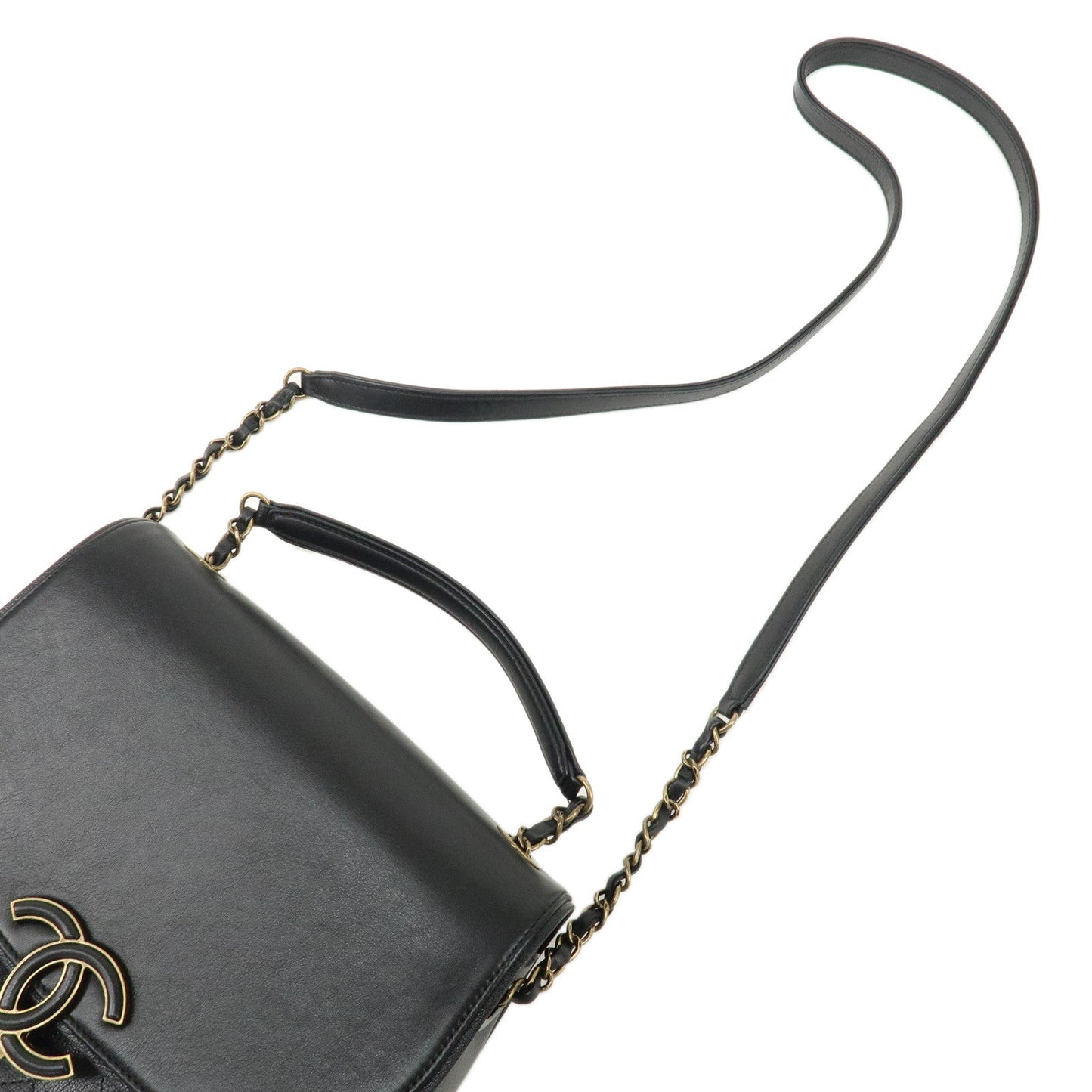 CHANEL Matelasse Lamb Skin 2 Way Bag Hand Bag Shoulder Bag Black d