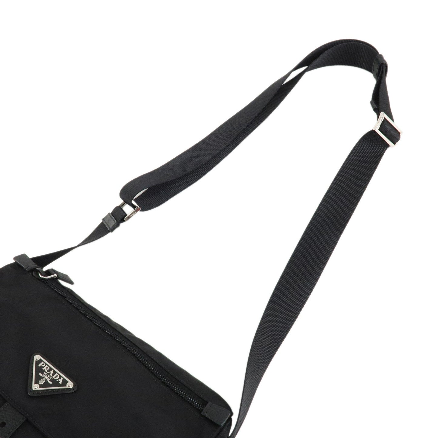 PRADA Logo Nylon Leather Shoulder Bag NERO Black 1BD994 d