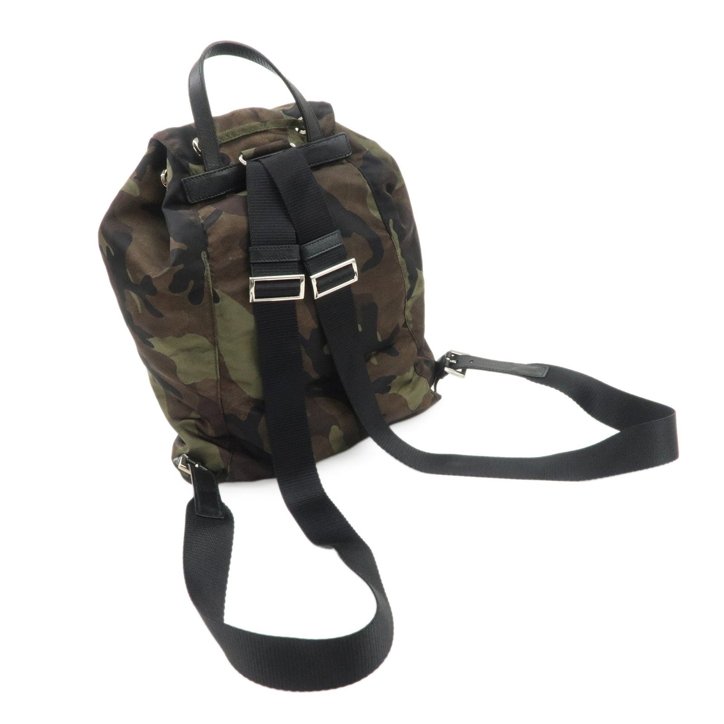 PRADA Logo Nylon Leather Camouflage Back Pack Ruck Sack BZ0032 d