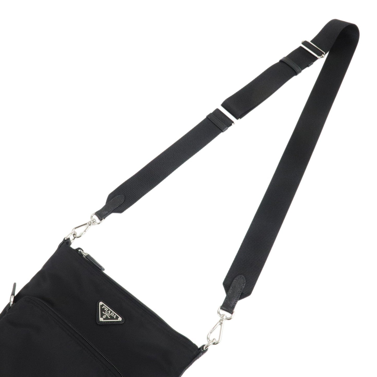 PRADA Triangle Logo Nylon Leather Shoulder Bag Crossbody Bag Black 1BH716 d