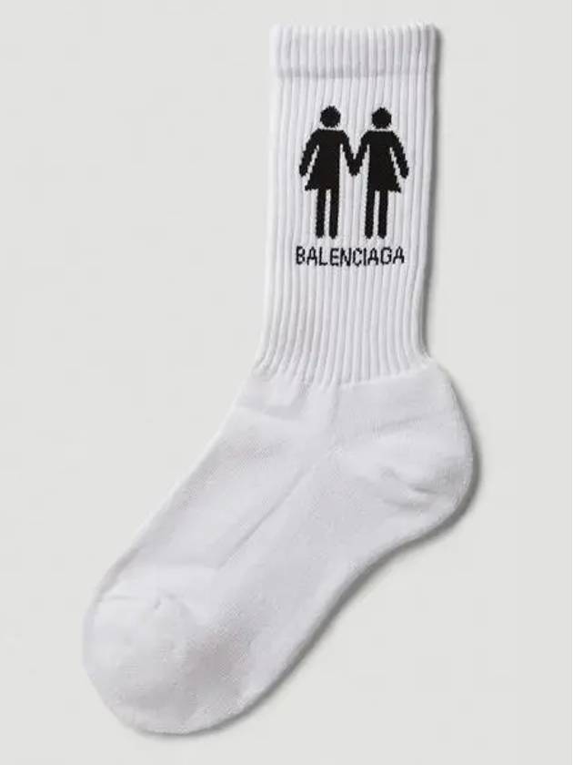 Luxury Balenciaga Trending 2025 Pride Tennis Socks White