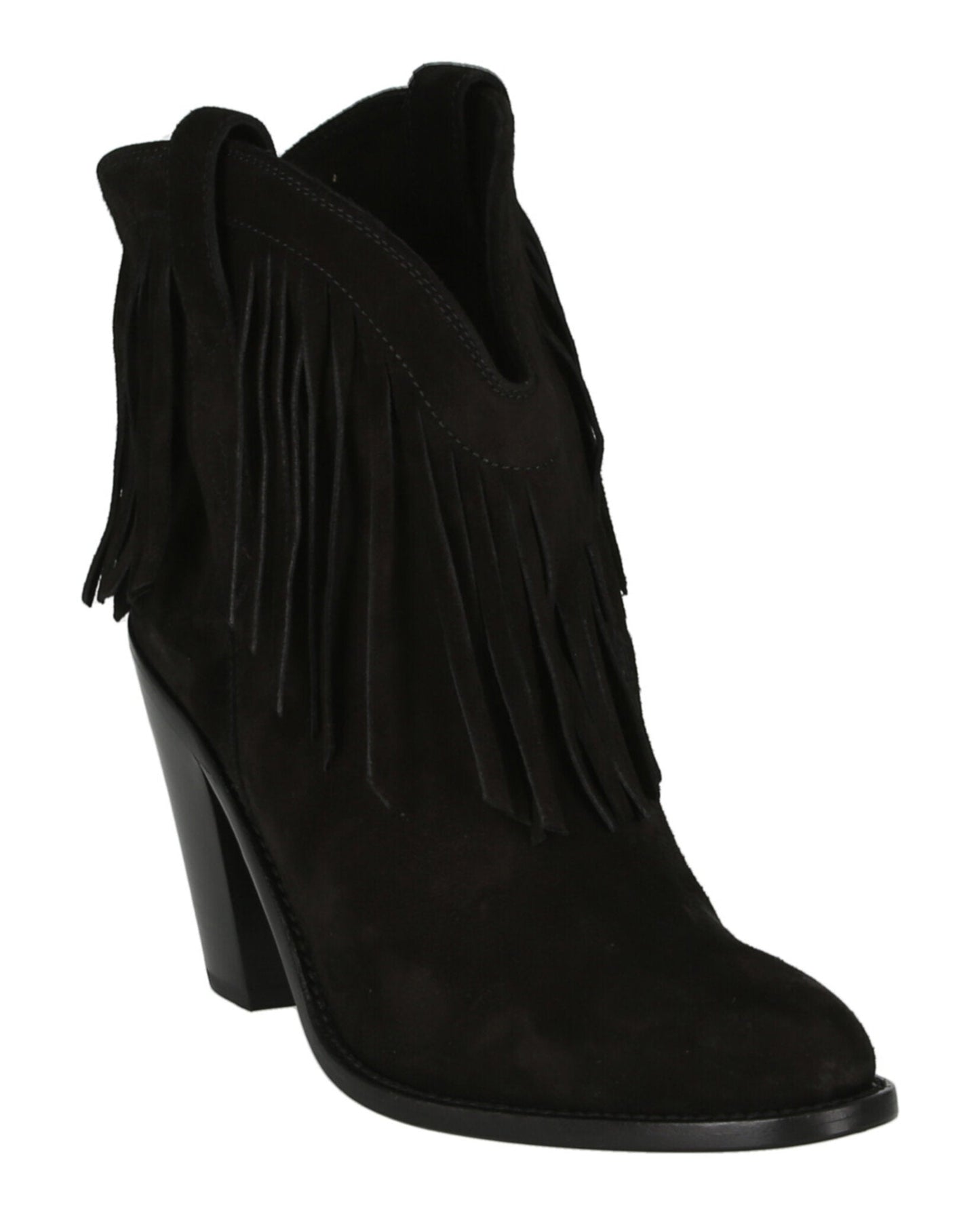 Saint Laurent Womens Western Fringed Ankle Boots