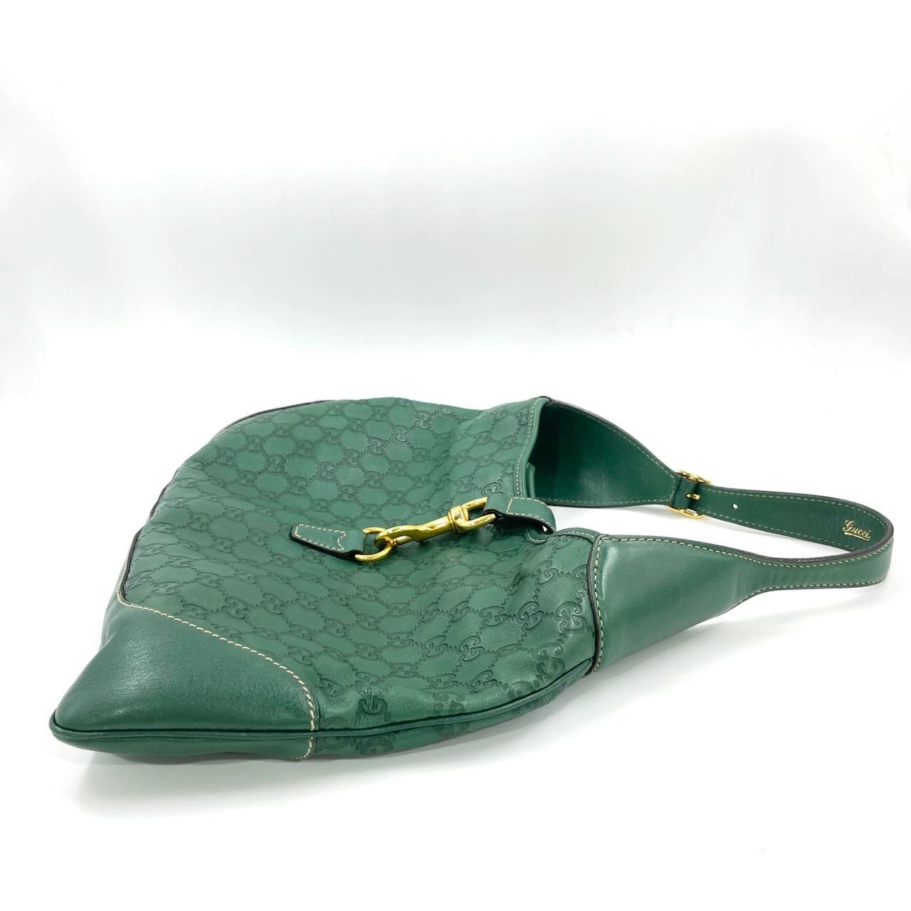 Gucci Jackie Leather Medium Handbag Green Gucci Monogram