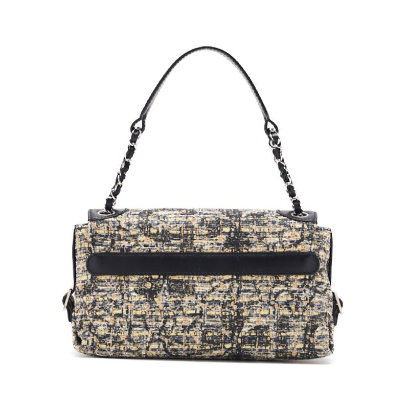 Chanel Camelia Turnrock Chain Shooter Tweed Black Multicolor (Silver G ) Shooter Bag Shooter Bag Lady Hybrid ? Ship??SS? escence Online