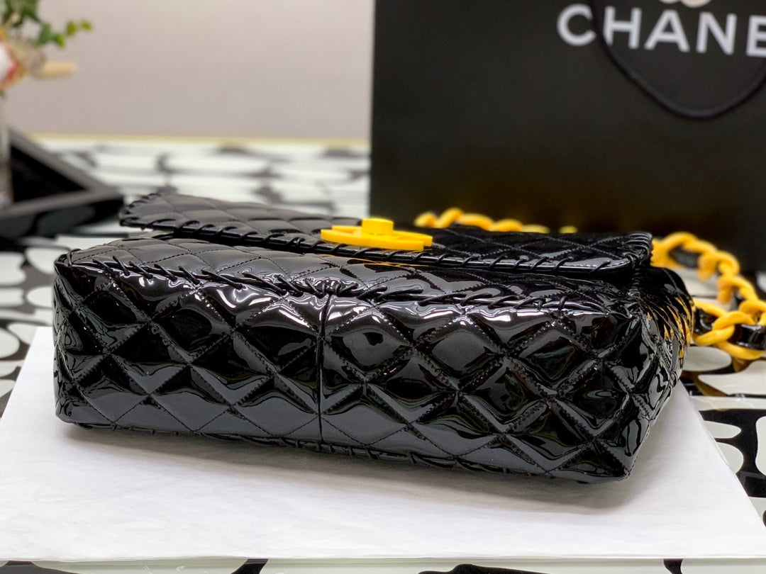 CHLVinyl Classic Black and Yellow Shoulder bag For Women 29cm/11.5in