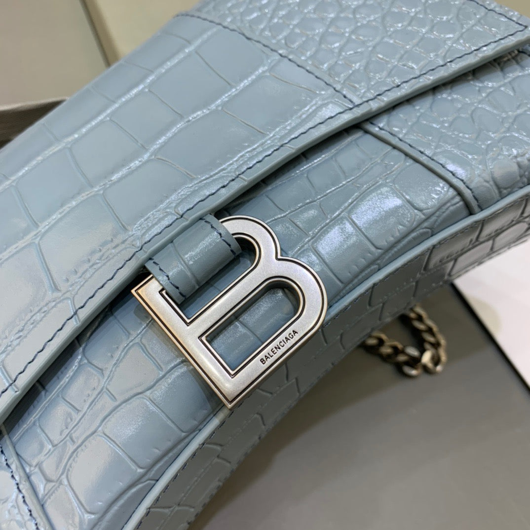 Top Quality Hourglass Wallet On Chain in Blue, For Women, Bags 9in/23cm