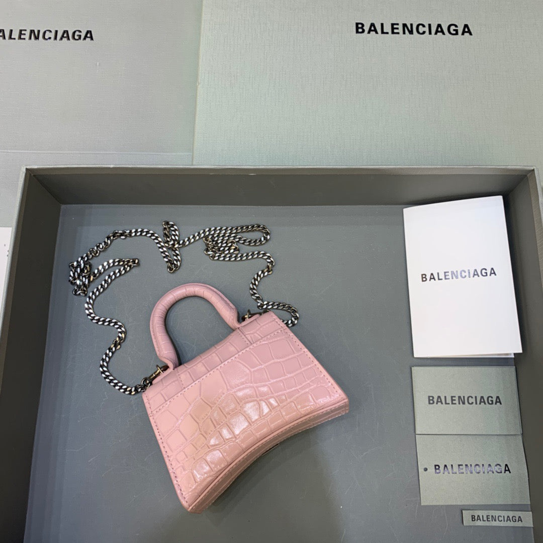 Top Quality Hourglass Mini Handbag With Chain In Light Pink, For Women, Bags 4.7in/12cm