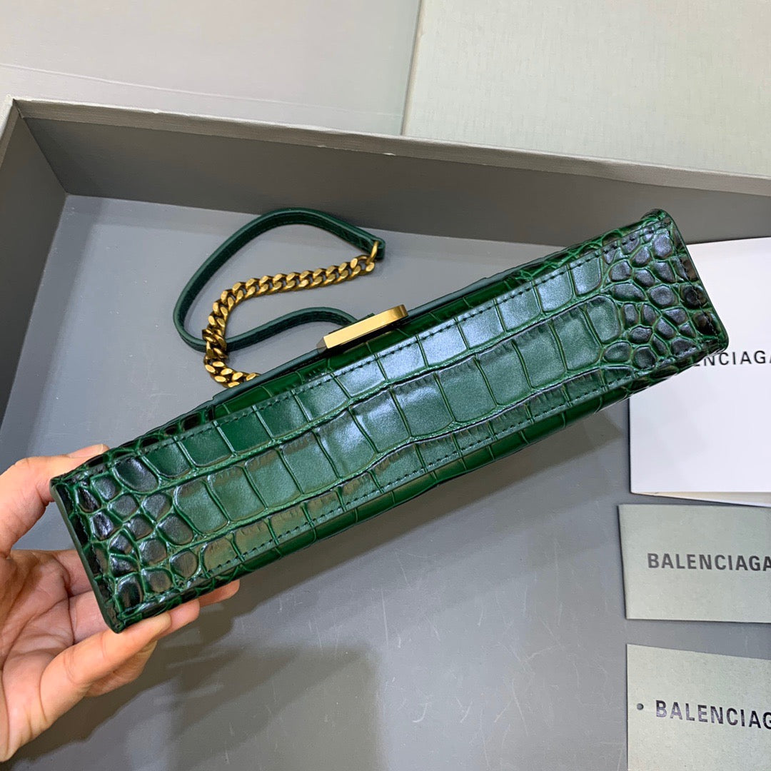 Top Quality Hourglass Wallet On Chain in Dark Green, For Women, Bags 9in/23cm