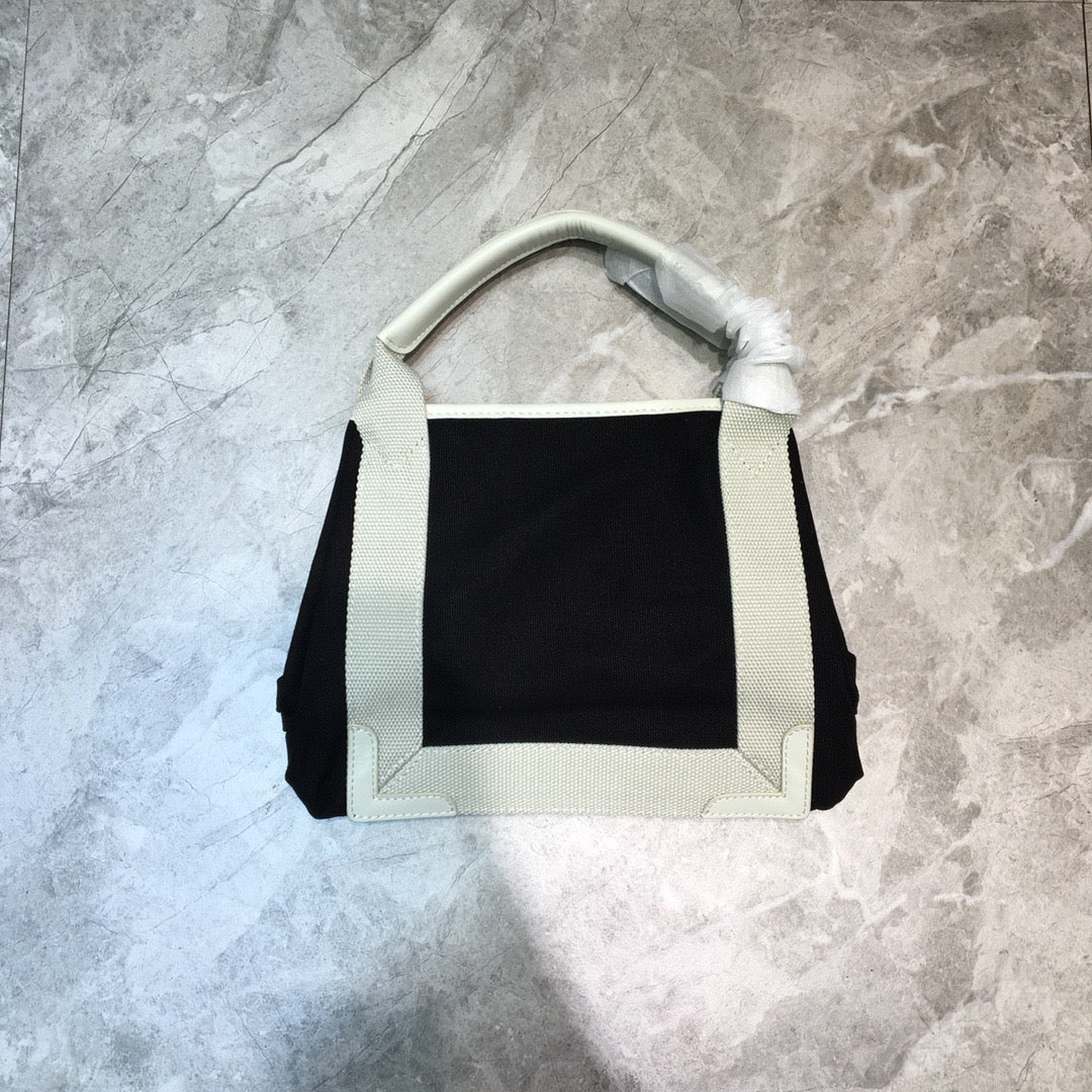 Top Quality Navy Small Cabas Tote Bag In White, For Women, Bags 18.5in/47cm