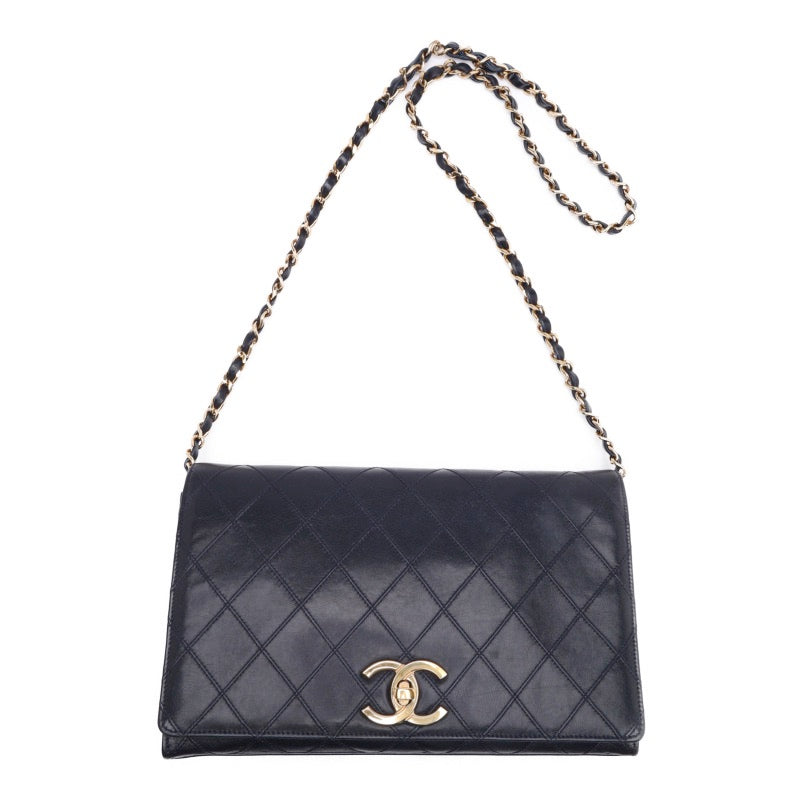 Chanel Matelasse Full Flap Chain Lambskin Dark Navy