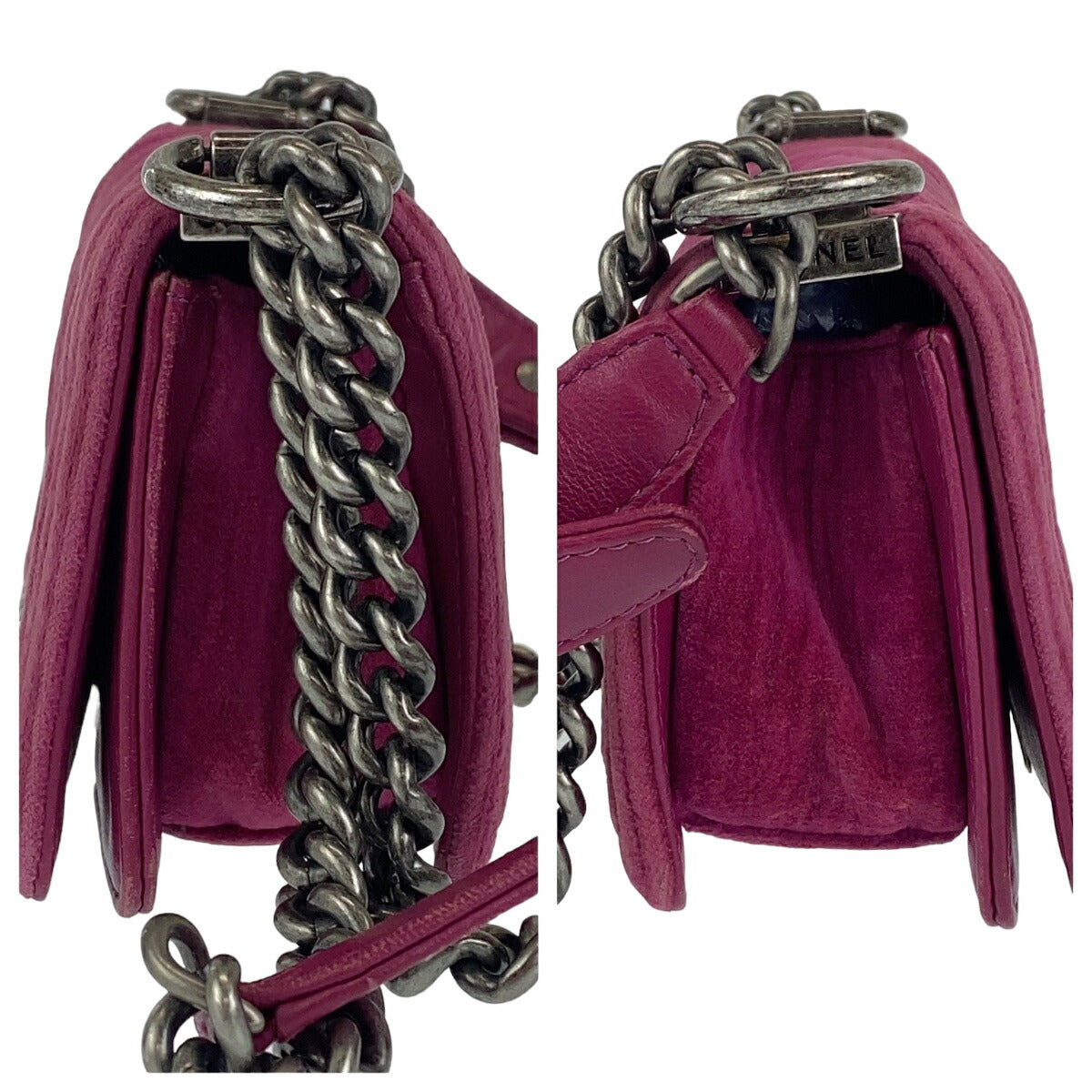 Chanel Mini Boy Chanel Velour Leather Shoulder Bag