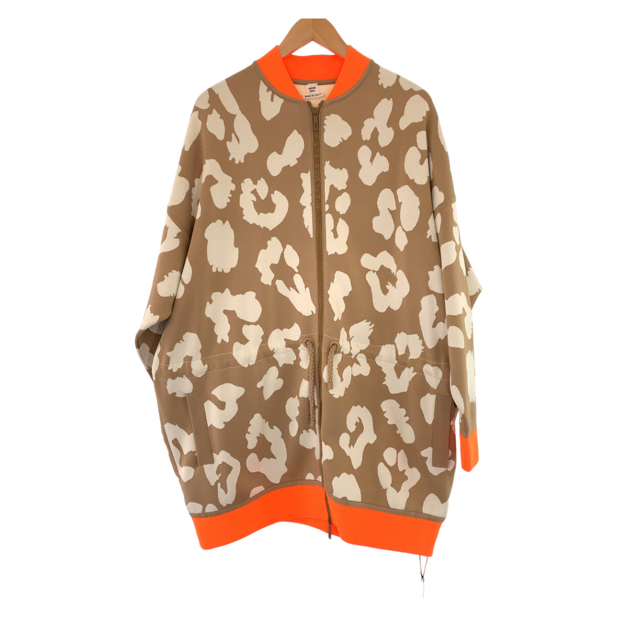 HERMES sweat 2H2816DR Silk, Polyester Brown orange Jackets Cardigans Jerseys twill laine Women 34 d