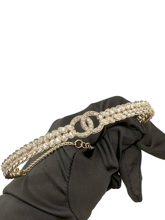 CC Logo Crystal Choker Necklace Gold Chanel