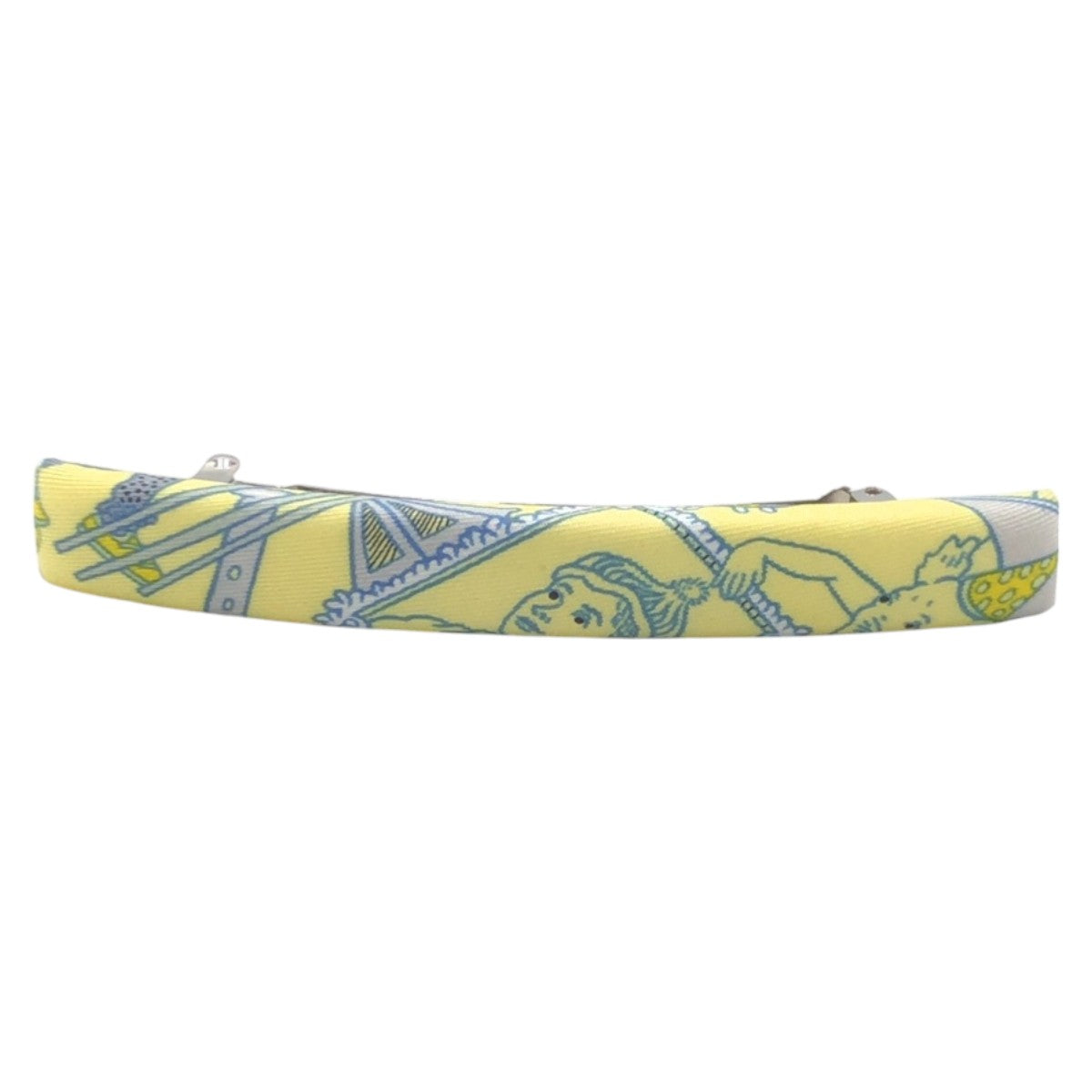 HERMES Valletta silk Yellow Light Blue SilverMetal Valletta hair accessories Women d