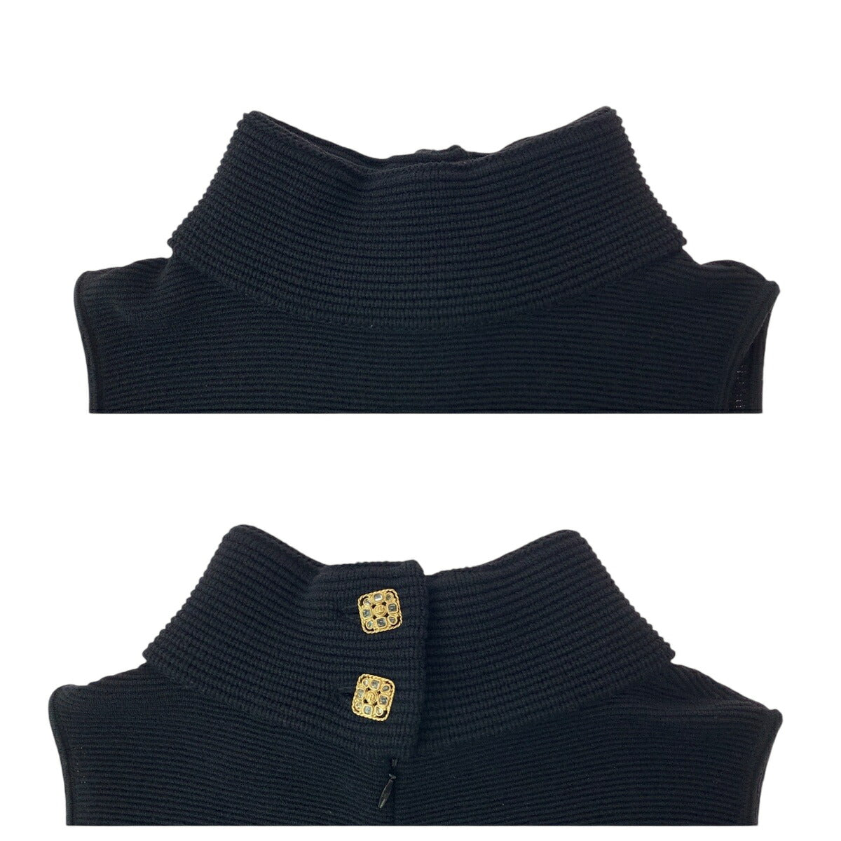 Chanel Gripoix Button Wool Sleeveless Dress