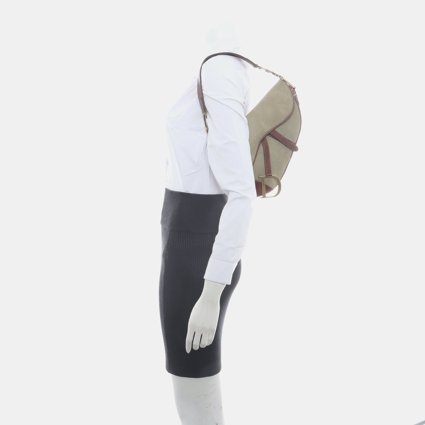 Dior Saddle Khaki Canvas with Brown Leather Gold Hardware