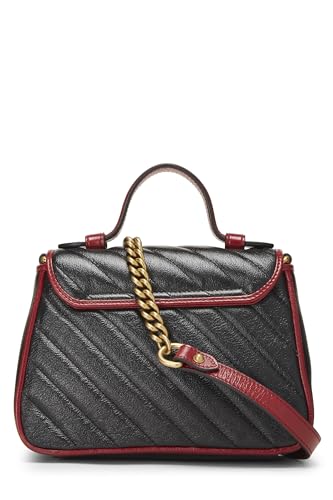 Gucci, Black Leather Torchon GG Marmont Top Handle Bag, Black