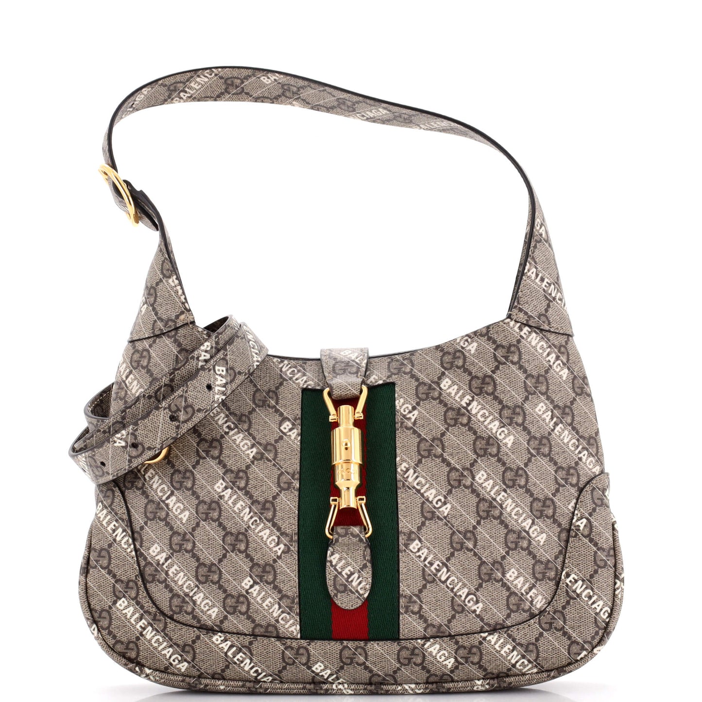 Gucci x Luxury Balenciaga Trending 2025 The Hacker Project Jackie 1961 Hobo GG Coated Canvas Small