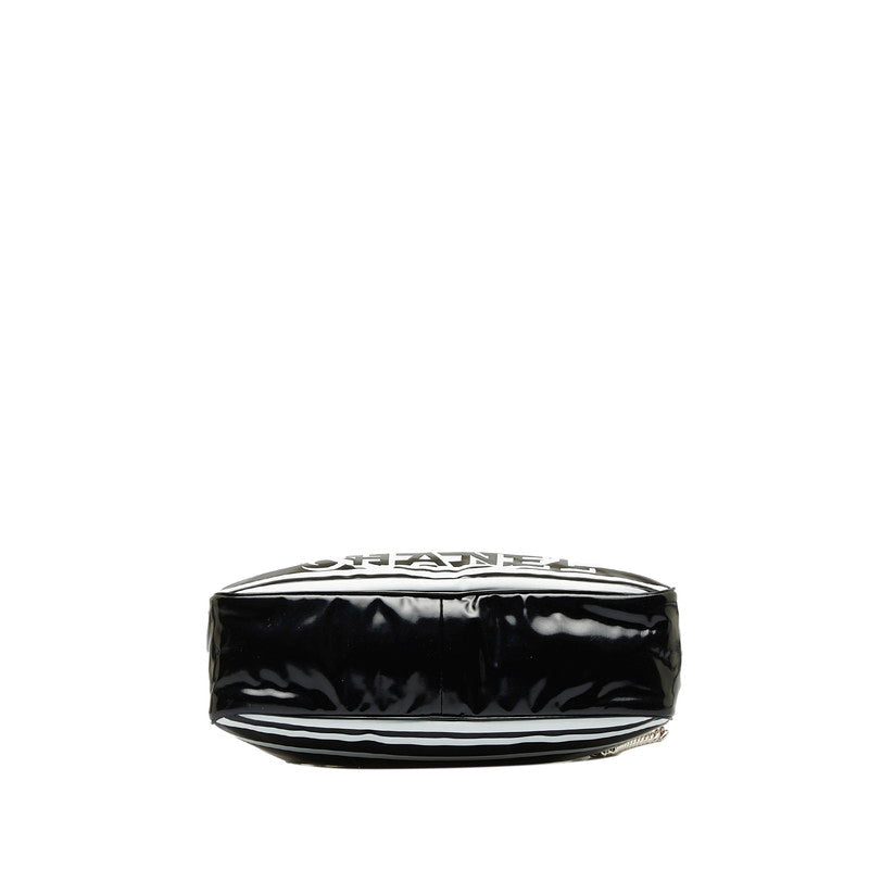 Chanel 19 Cruise Collection LA PAUA Cocomark Chain Shoulder Bag Black White PVC Leather CHANEL