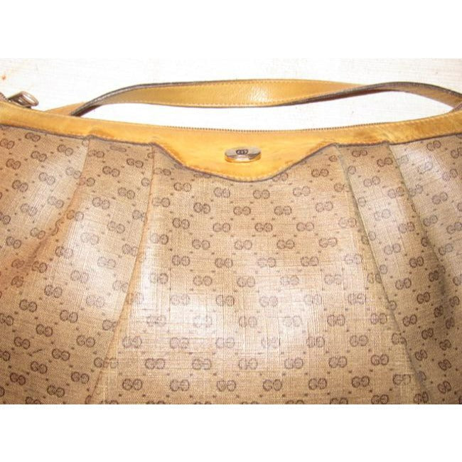 Gucci Sukey Brown Small G Logo Print Coated Canvas And Camel Leather