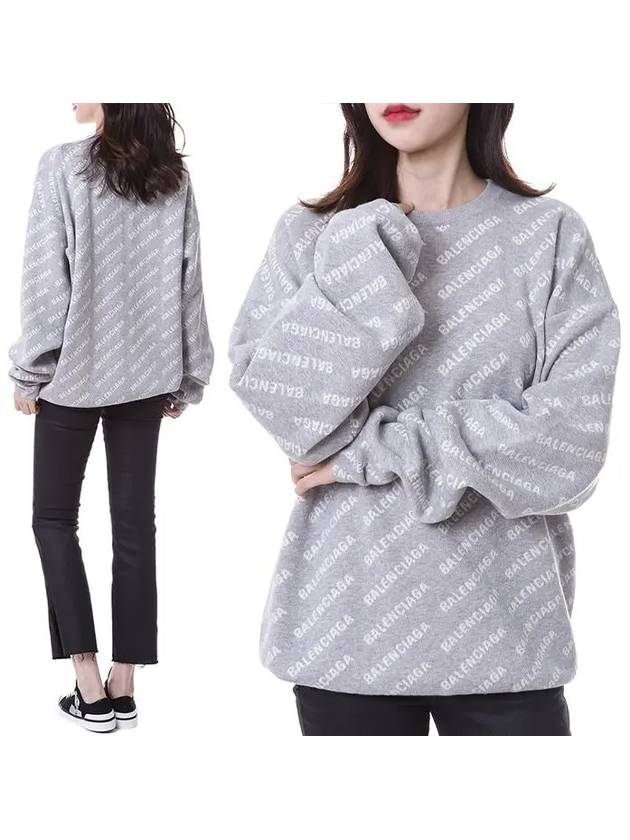 Luxury Balenciaga Trending 2025 Wool Over Logo Pattern Knit Sweatshirt Grey