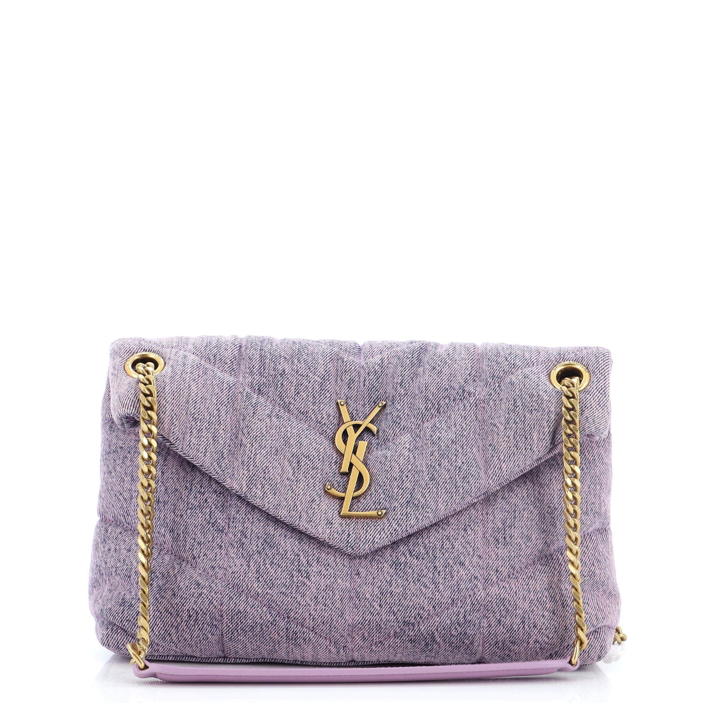 Luxury Saint Laurent Trending 2025 Loulou Puffer Shoulder Bag Quilted Denim Small