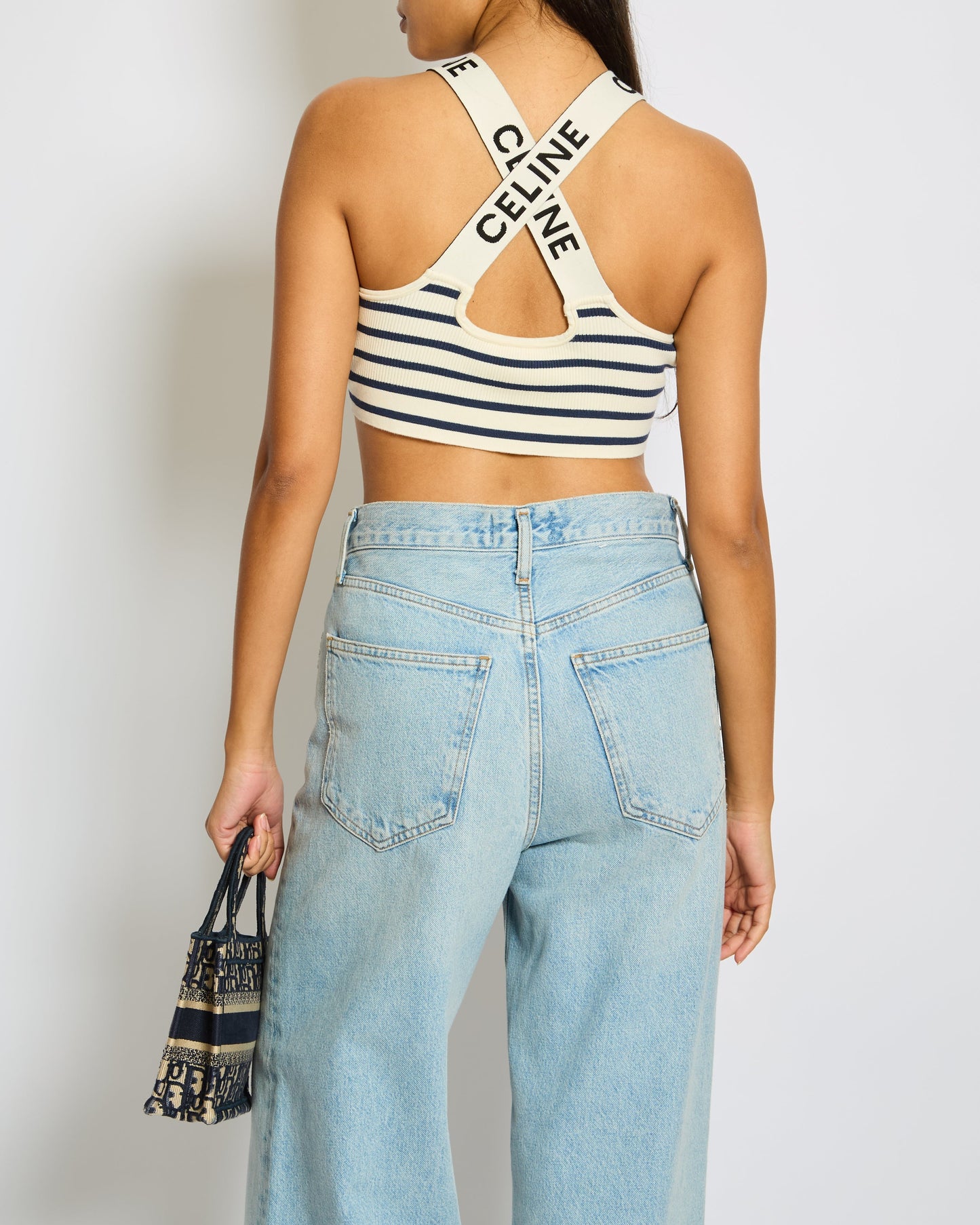 CŽline Striped Logo Knit Top Size M (UK 10)