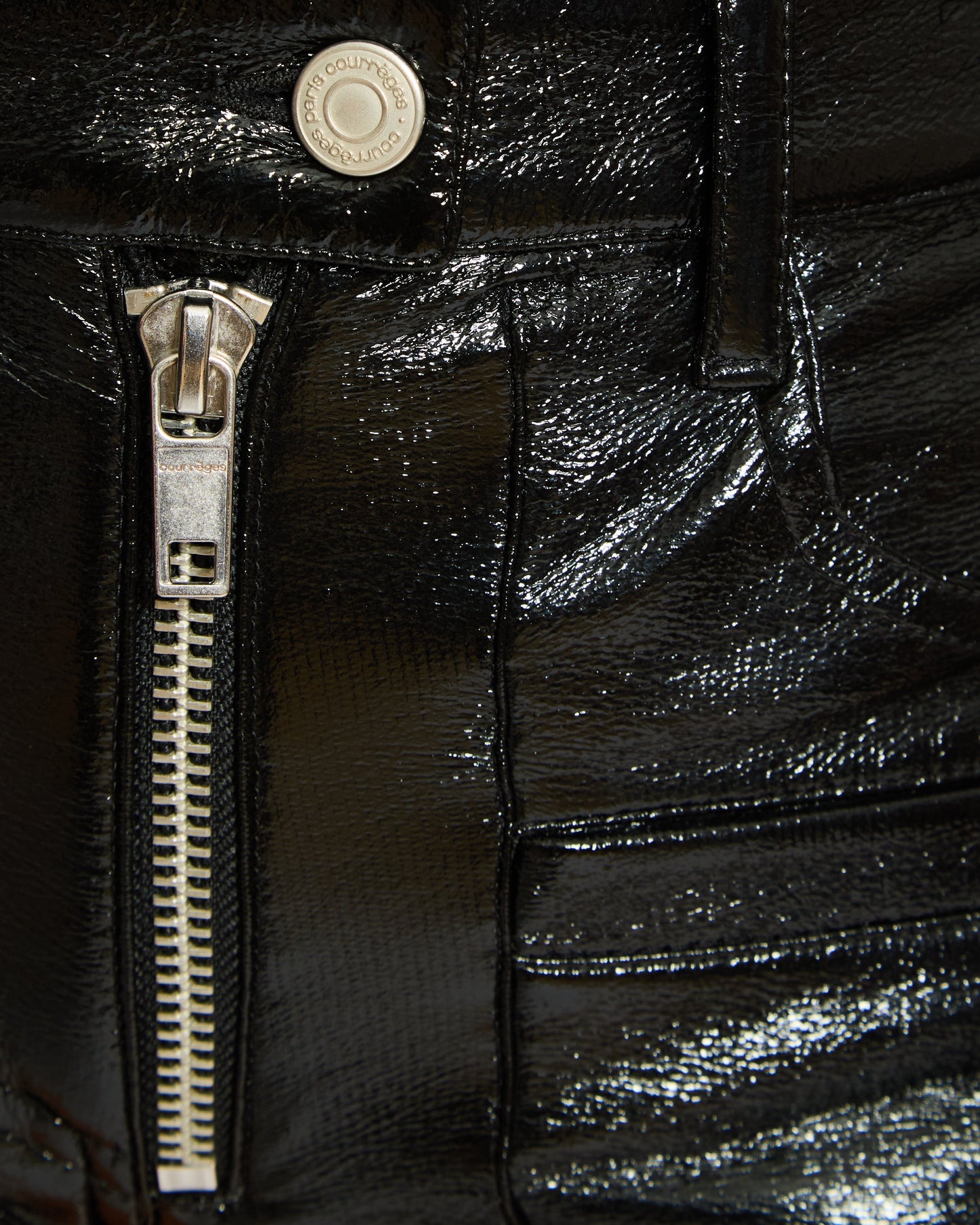 Courr�ges Black Patent Mini Shorts with Pocket Detail Size FR 36 (UK 8)