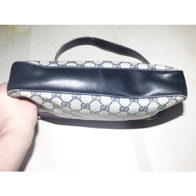 Gucci Shades Of Blue With Large G Logo Coated Canvas And Leather Shoulder Bag