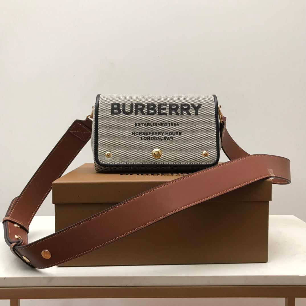 Top Quality Horseferry Print Cotton Canvas Small Crossbody Bag For Women, Bags 7.1in/18cm 80398691