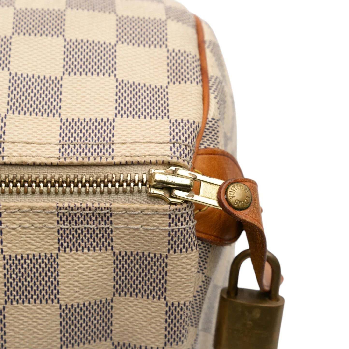 White Louis Vuitton Damier Azur Speedy 30 Boston Bag