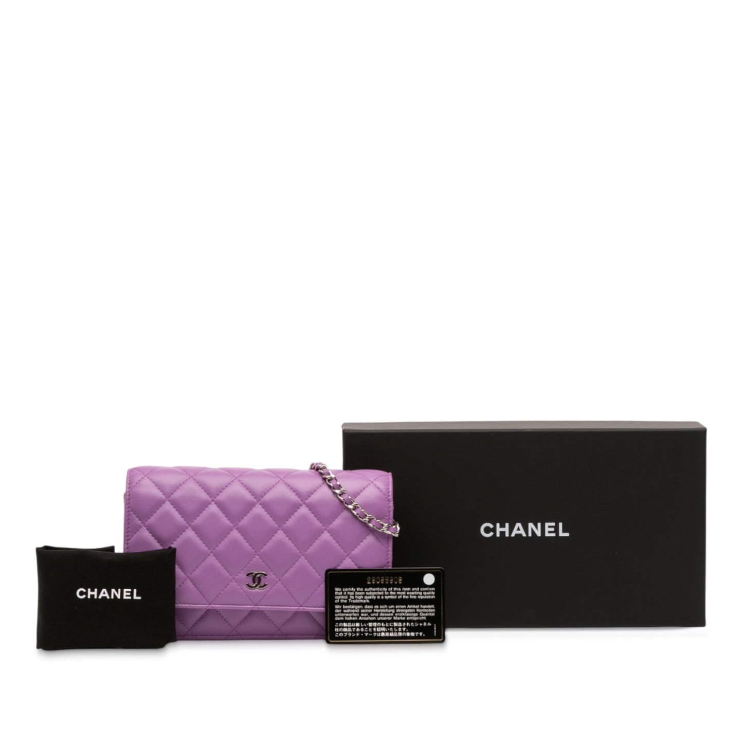 Purple Chanel CC Quilted Lambskin Wallet on Chain Crossbody Bag