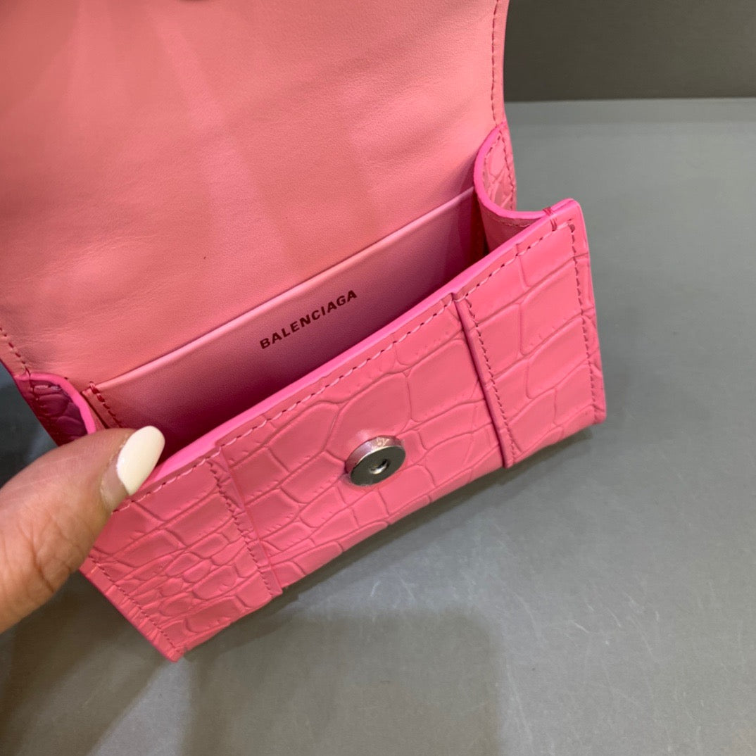 Top Quality Hourglass Mini Handbag With Chain In Pink, For Women, Bags 4.7in/12cm